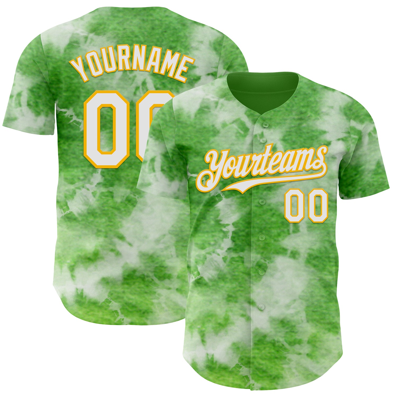 Custom Tie Dye White-Gold Shibori Pattern Authentic Baseball Jersey