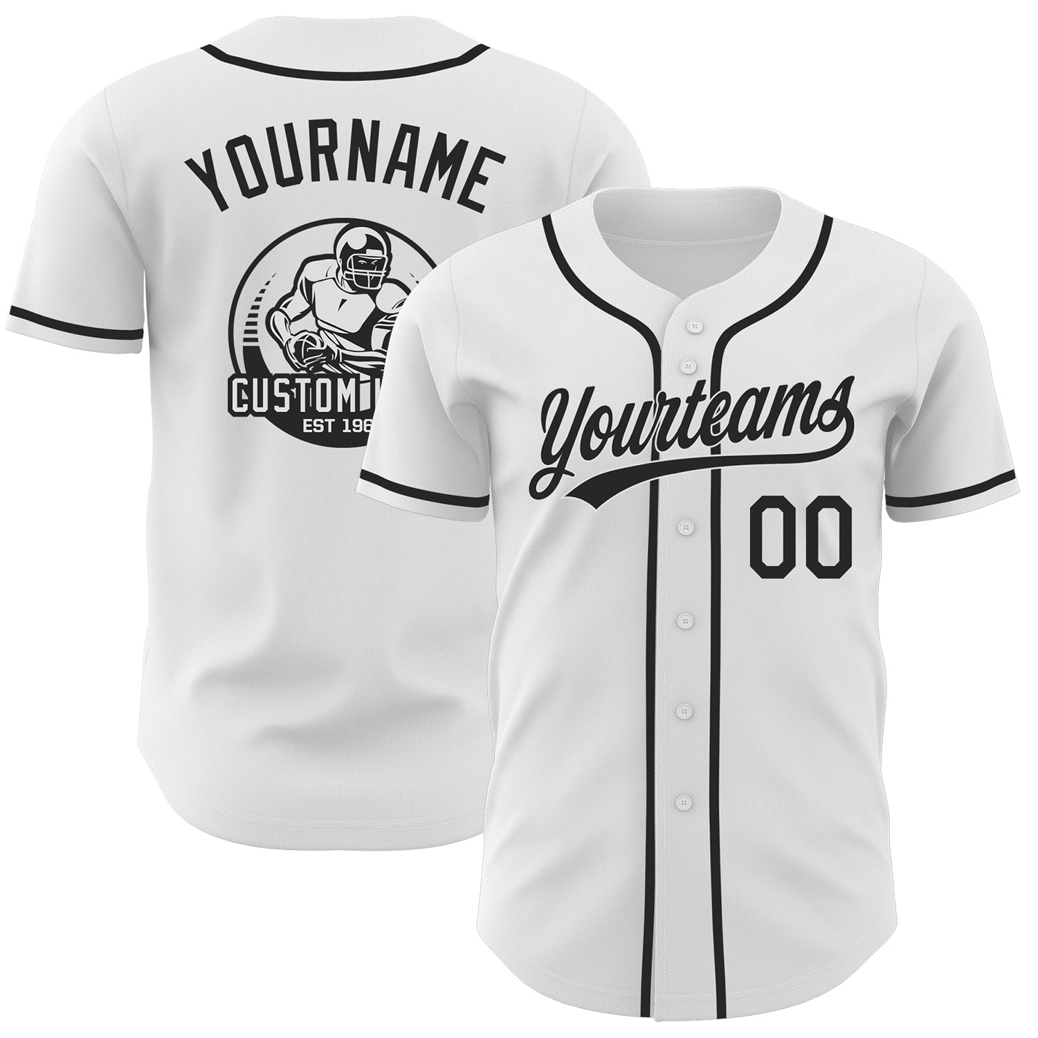 Custom White-Black Authentic Baseball Jersey