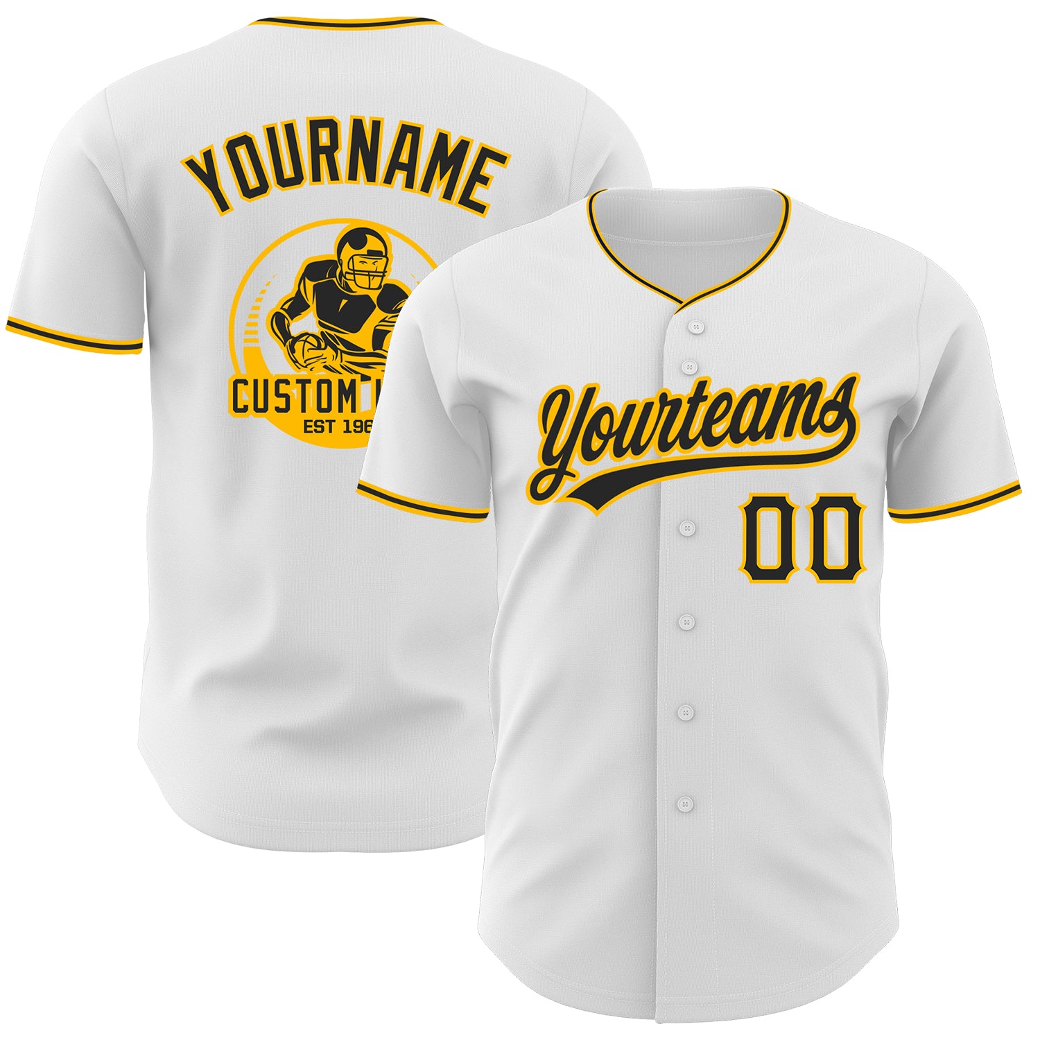 Custom White Black-Gold Authentic Baseball Jersey