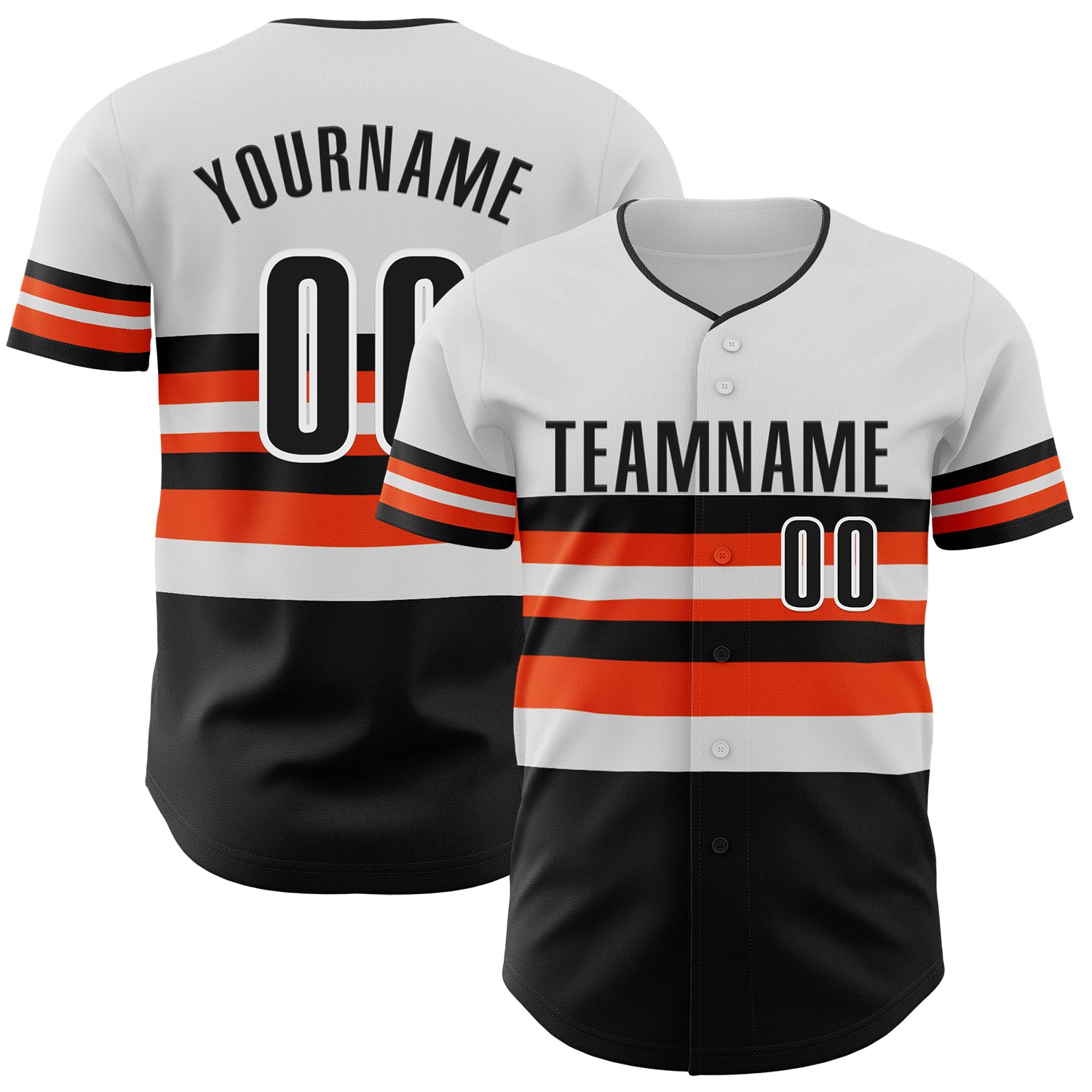 Custom White Black-Orange Block Stripes Lines Baltimore Style Authentic Baseball Jersey
