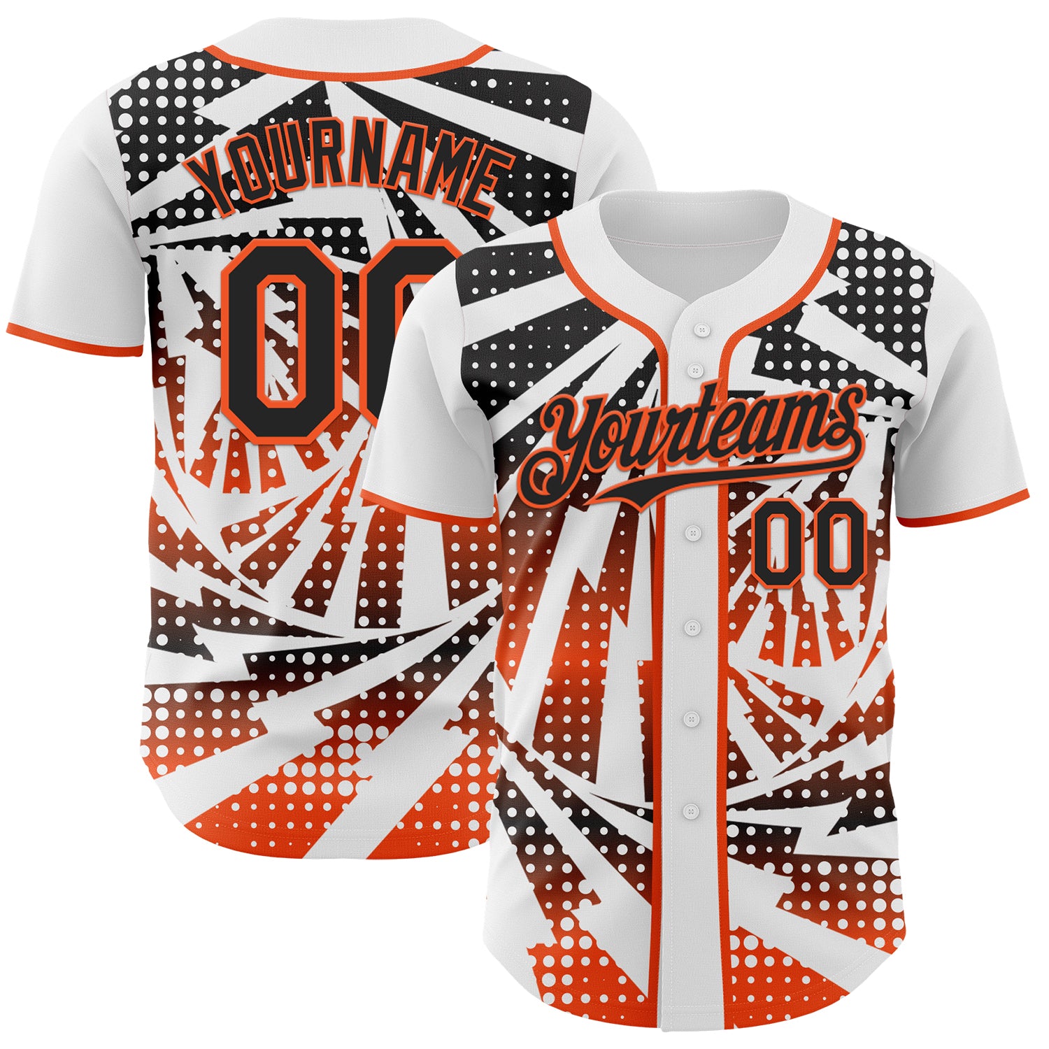 Custom White Black-Orange Lightning Gradient Dot Authentic Baseball Jersey