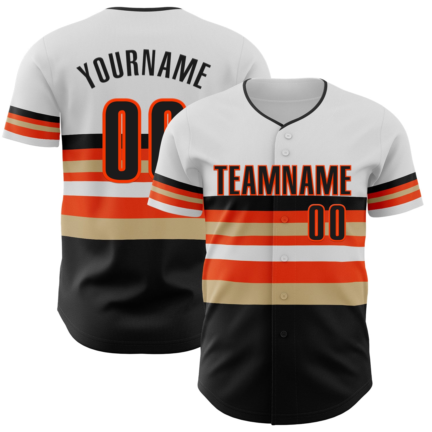Custom White Black Vegas Gold-Orange Block Stripes Lines San Francisco Style Authentic Baseball Jersey