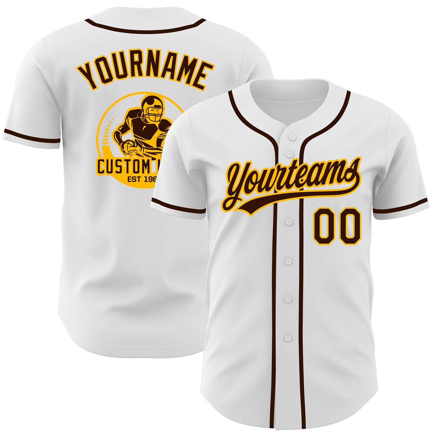 Custom White Brown-Gold Authentic Baseball Jersey