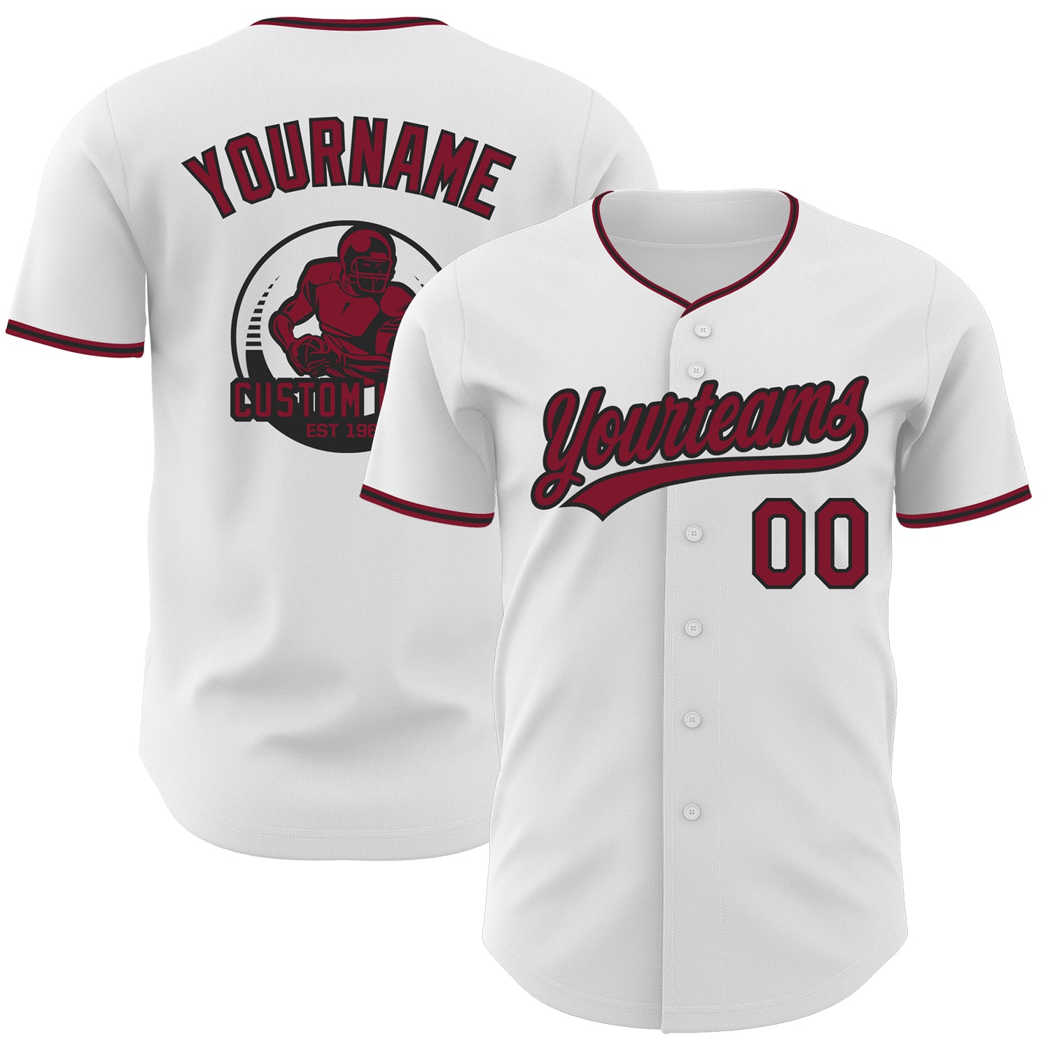 Custom White Crimson-Black Authentic Baseball Jersey