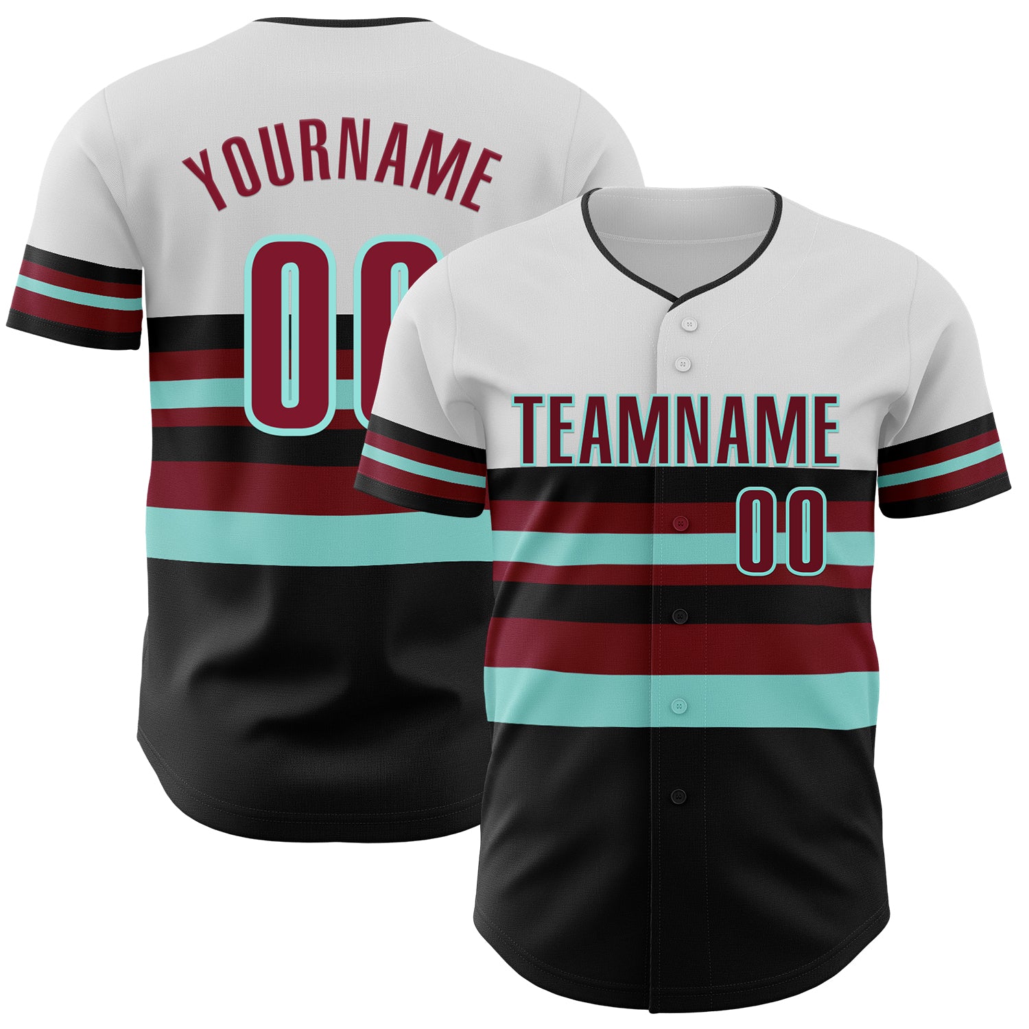 Custom White Crimson Black-Ice Blue Block Stripes Lines Arizona Style Authentic Baseball Jersey
