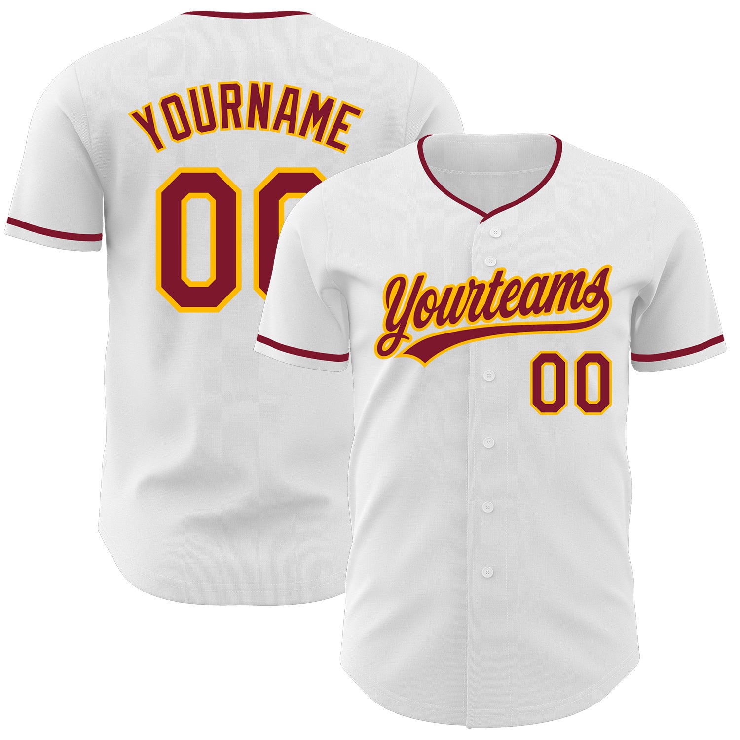 Custom White Crimson-Gold Authentic Baseball Jersey