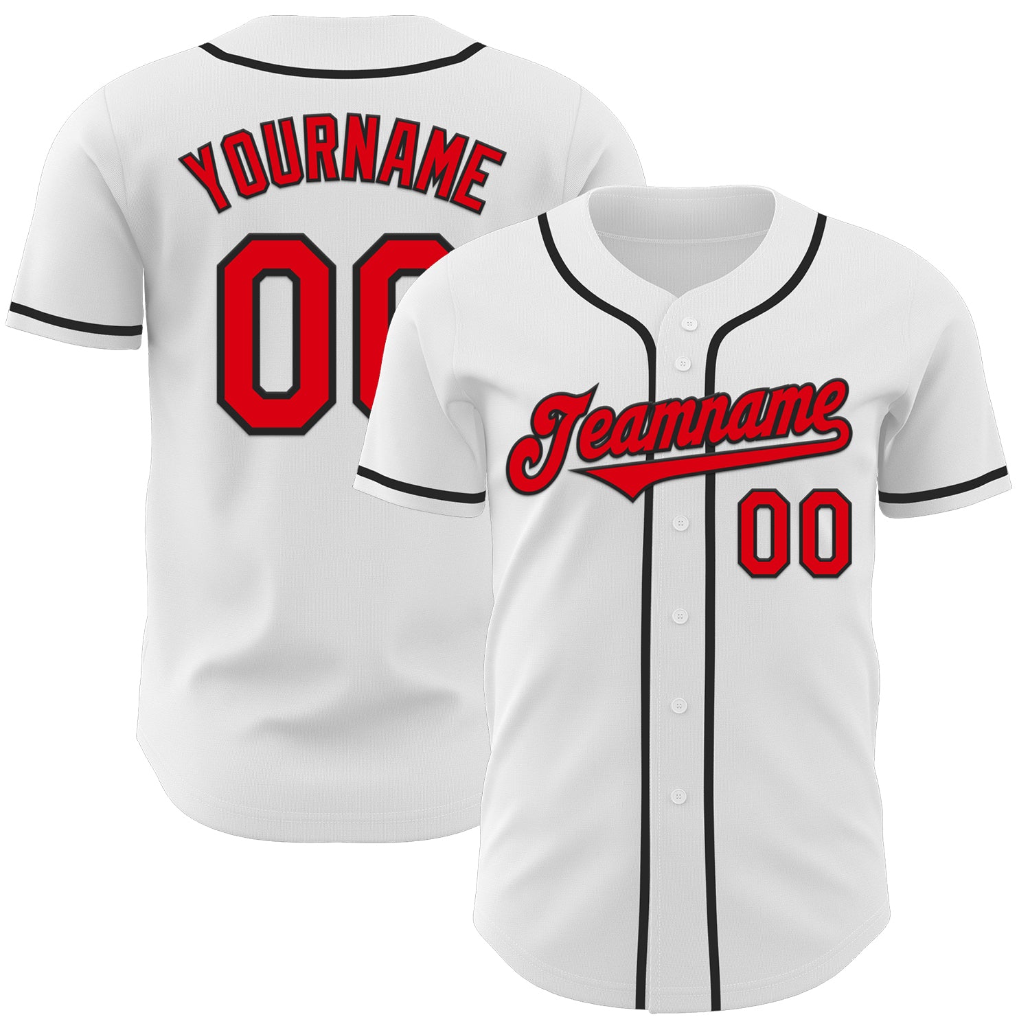 Custom White Fire Red-Black Authentic Baseball Jersey