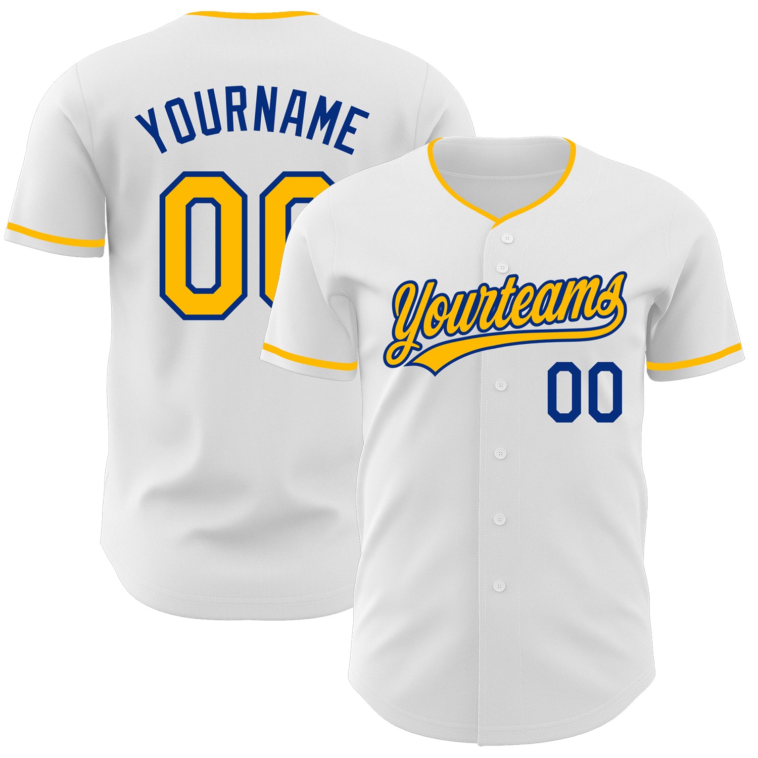 Custom White Gold-Royal Authentic Baseball Jersey