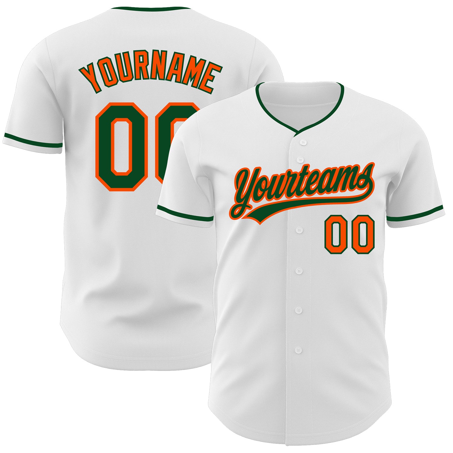Custom White Green-Orange Authentic Baseball Jersey