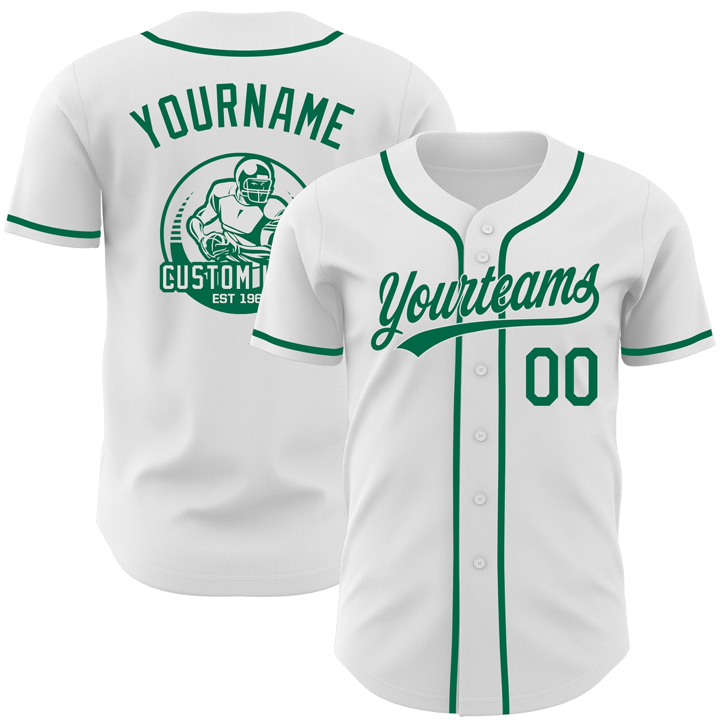 Custom White-Kelly Green Authentic Baseball Jersey