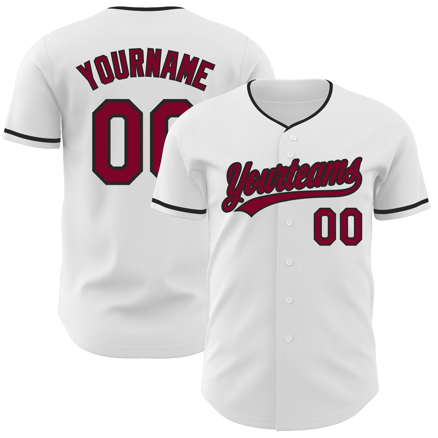 Custom White Maroon-Black Authentic Baseball Jersey