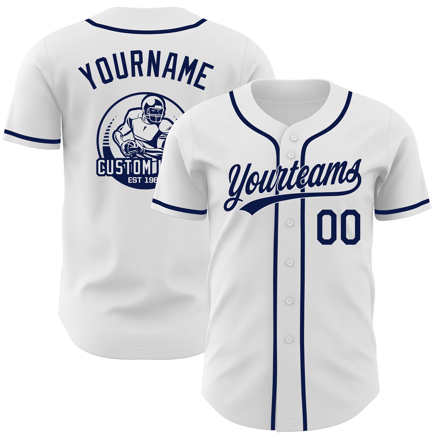 Custom White-Navy Authentic Baseball Jersey
