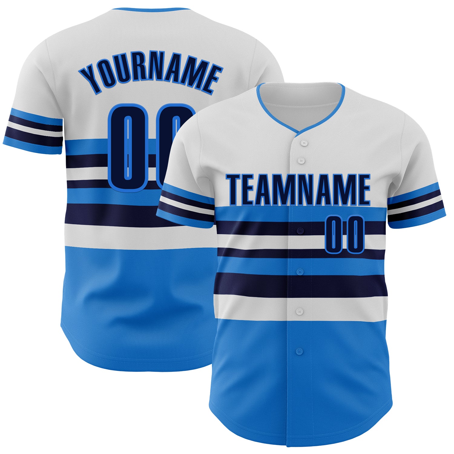 Custom White Navy-Electric Blue Block Stripes Lines Orlando Style Authentic Baseball Jersey