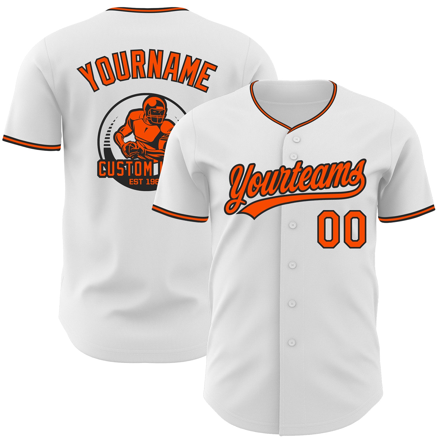 Custom White Orange-Black Authentic Baseball Jersey