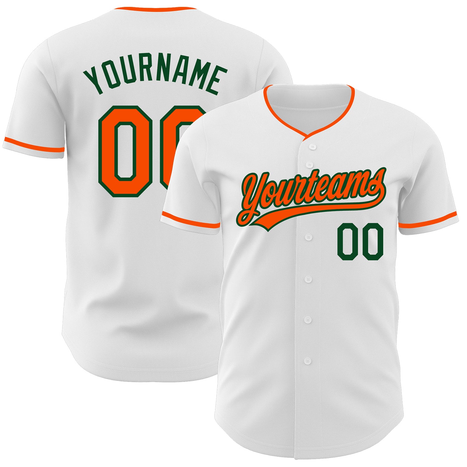 Custom White Orange-Green Authentic Baseball Jersey