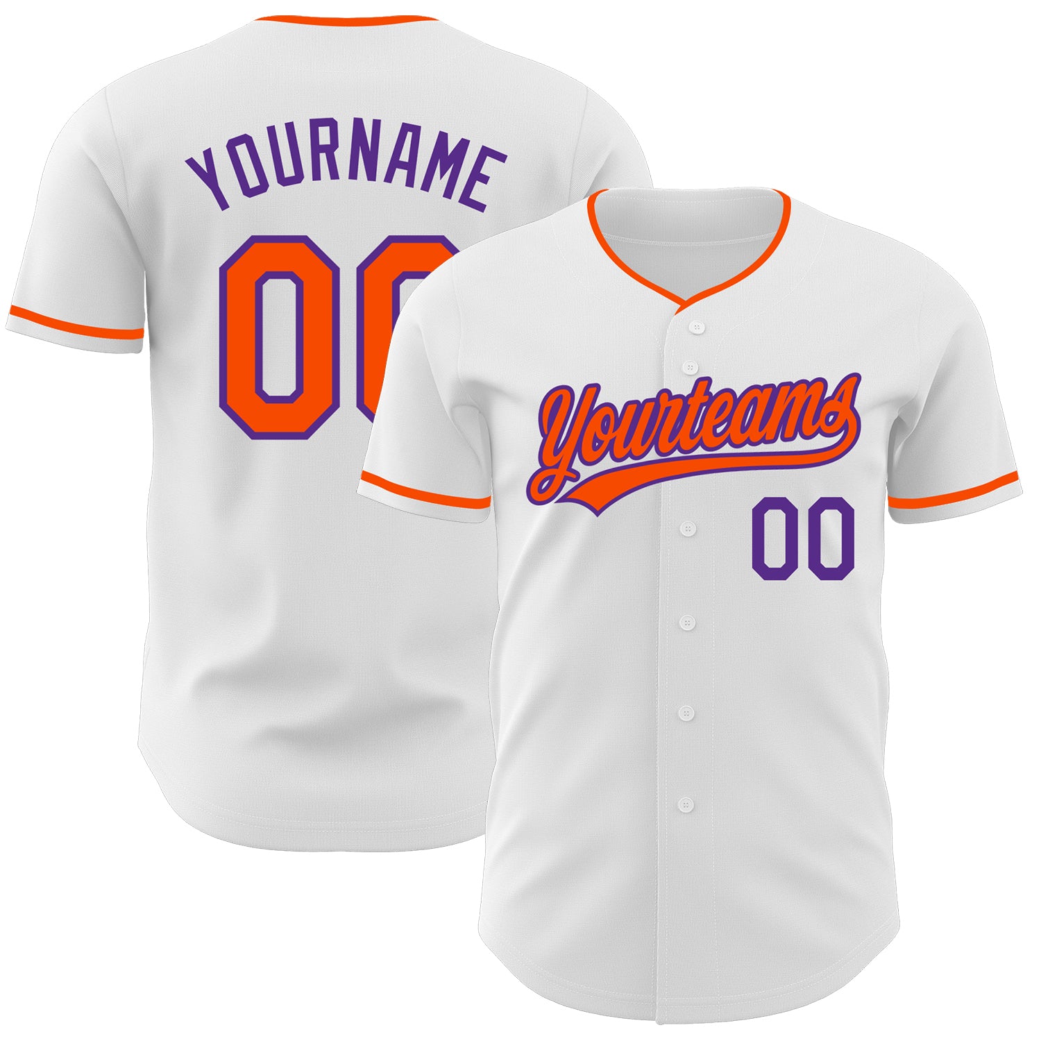 Custom White Orange-Purple Authentic Baseball Jersey