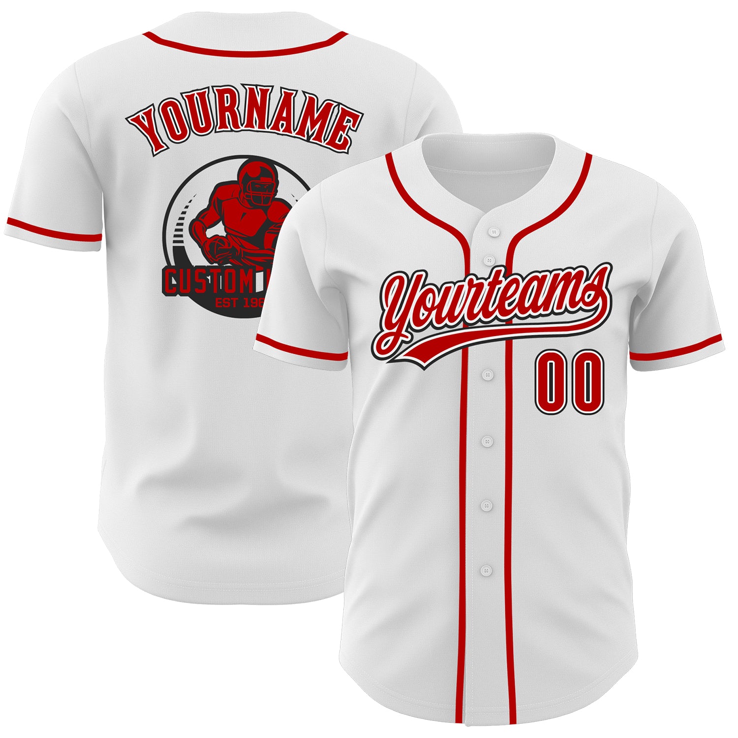Custom White Red-Black Authentic Baseball Jersey