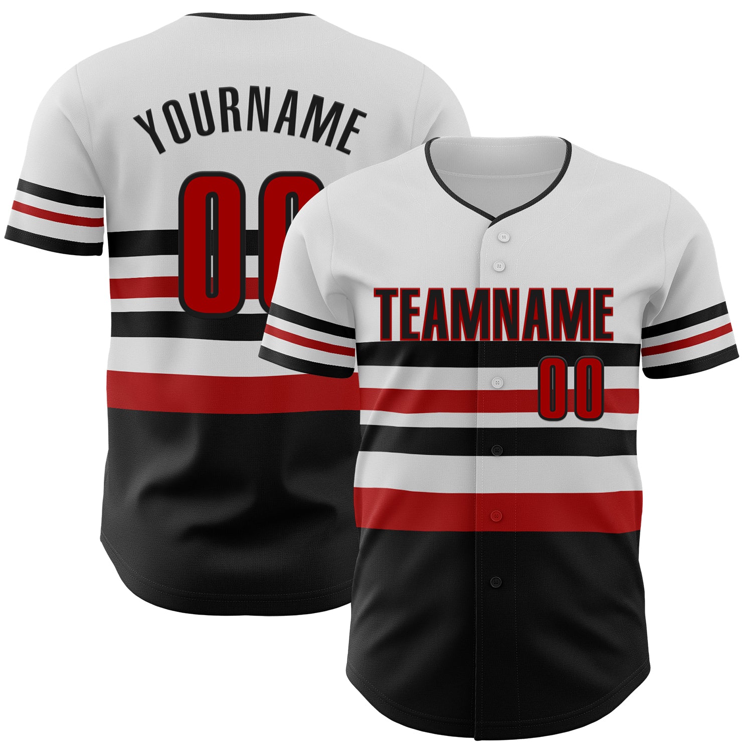 Custom White Red-Black Block Stripes Lines Washington Style Authentic Baseball Jersey