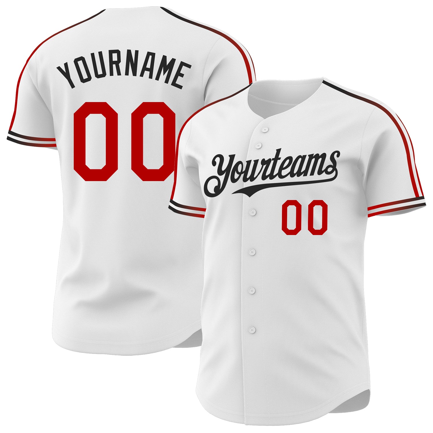 Custom White Red-Black Raglan Line Gradient Stripe Authentic Baseball Jersey