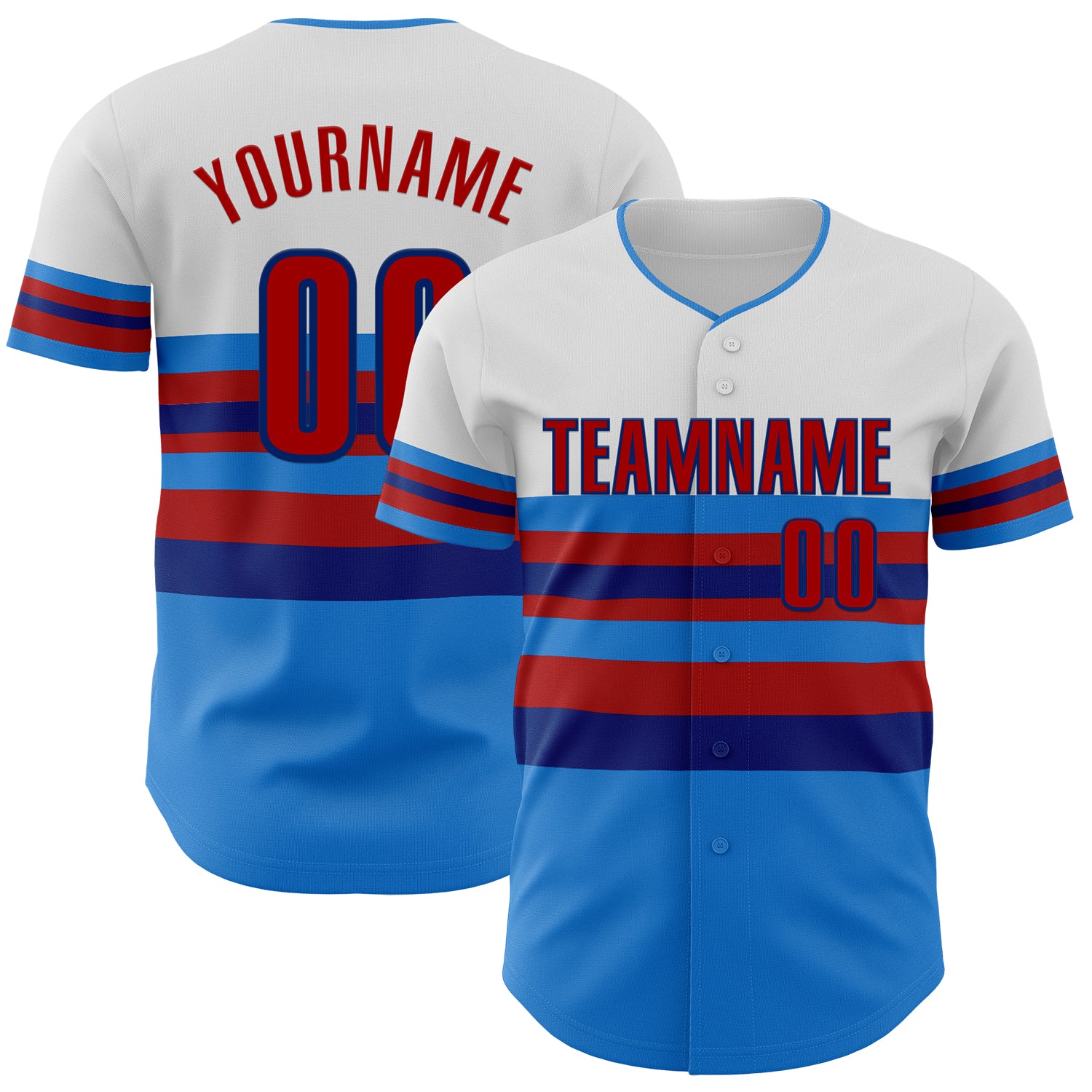Custom White Red Electric Blue-Royal Block Stripes Lines Atlanta Style Authentic Baseball Jersey