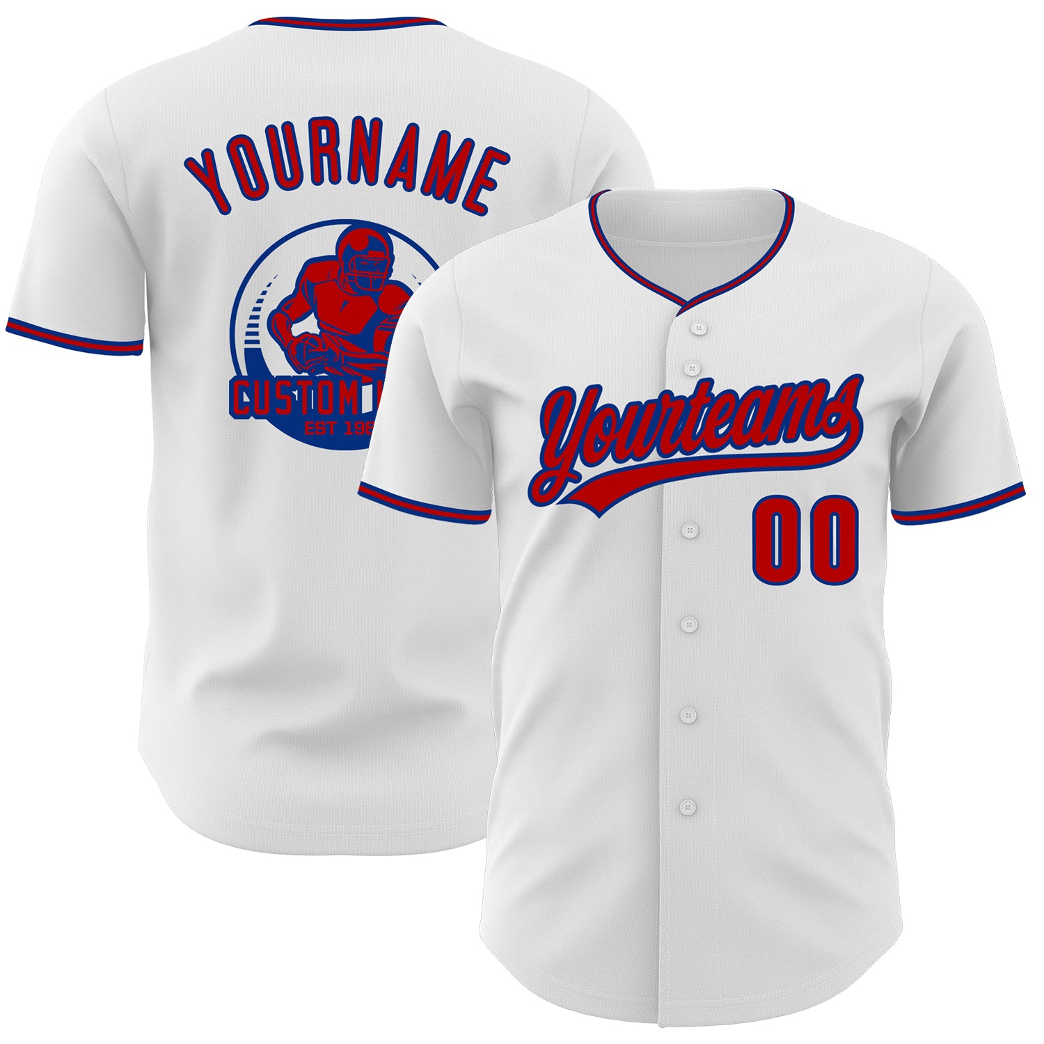 Custom White Red-Royal Authentic Baseball Jersey
