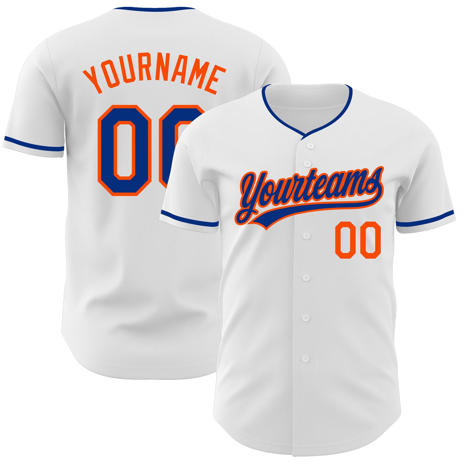 Custom White Royal-Orange Authentic Baseball Jersey