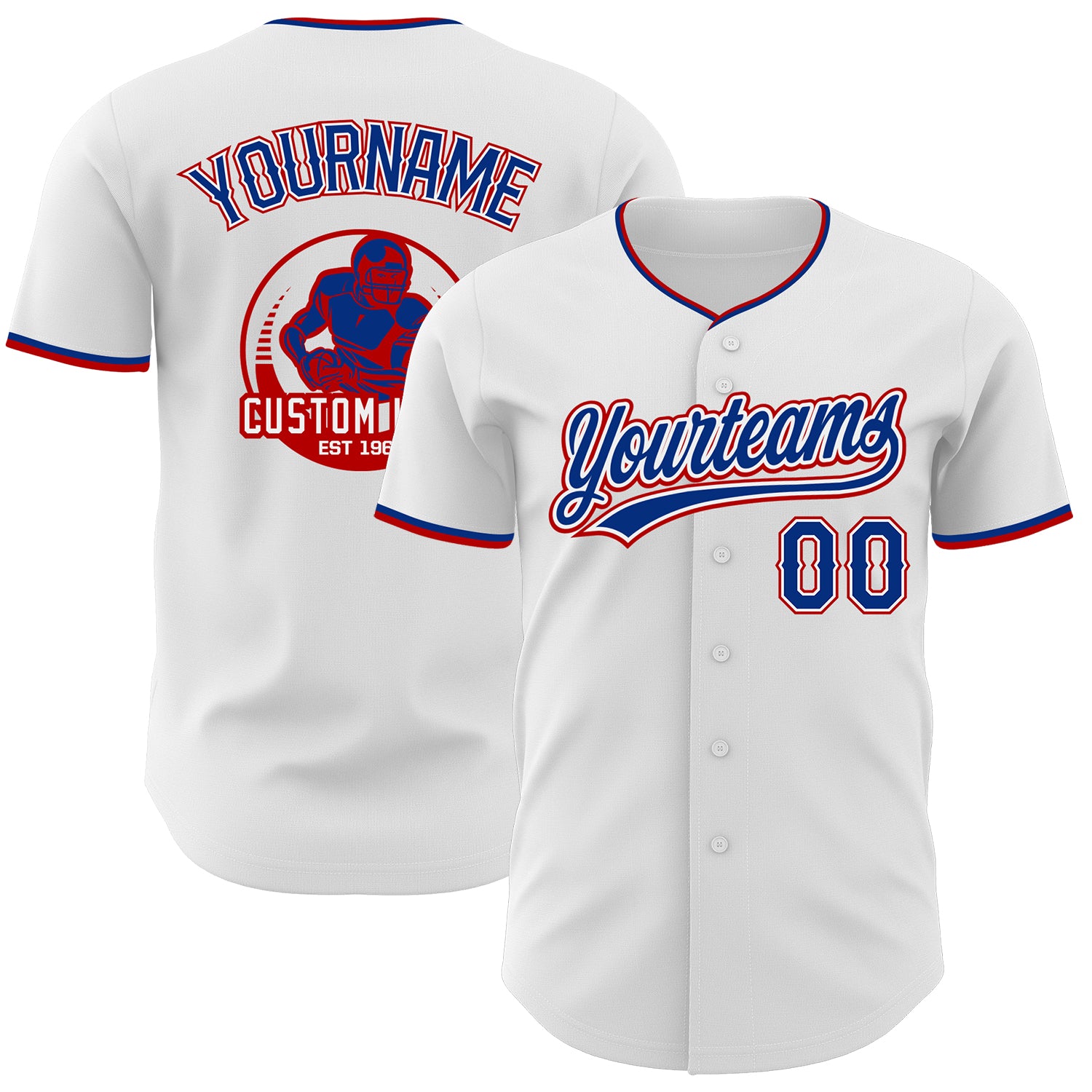 Custom White Royal-Red Authentic Baseball Jersey