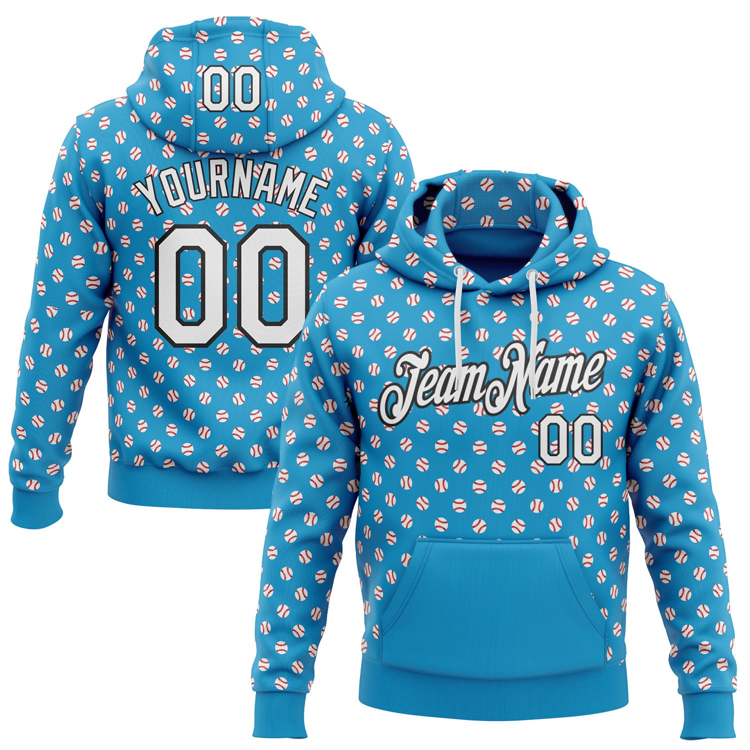 Custom Stitched Panther Blue White-Black 3D Pattern Design Baseball Game Day Carolina Inspired Sports Pullover Sweatshirt Hoodie