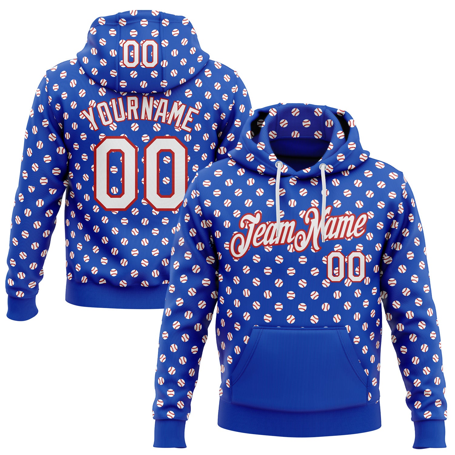 Custom Stitched Thunder Blue White-Red 3D Pattern Design Baseball Game Day Buffalo Inspired Sports Pullover Sweatshirt Hoodie