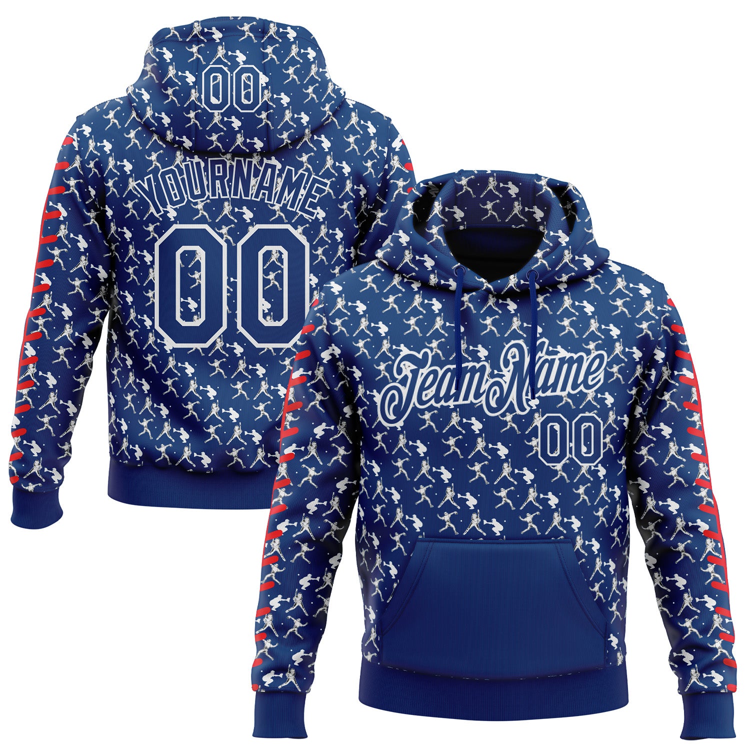 Custom Stitched US Navy Blue Red-White 3D Pattern Design Baseball Game Day Indianapolis Inspired Sports Pullover Sweatshirt Hoodie