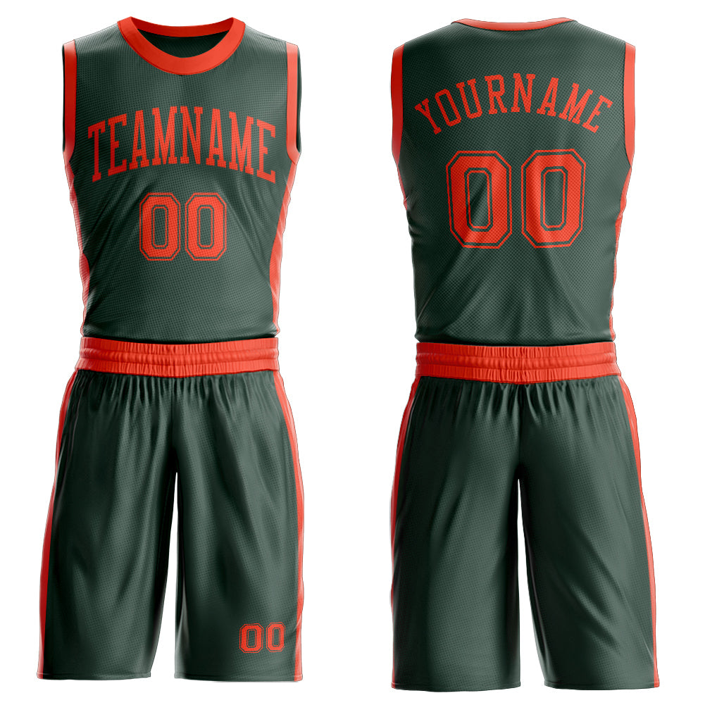 Custom Green Orange Round Neck Suit Basketball Jersey