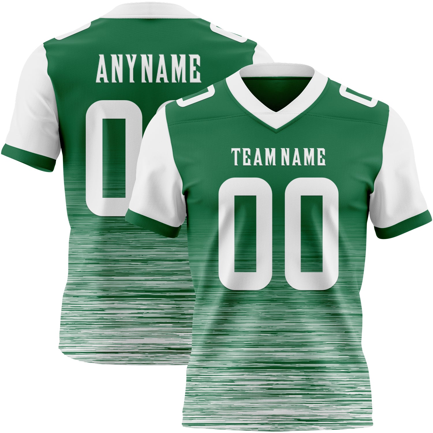 Custom Kelly Green-White Authentic Fluid Scratch Waves Football Jersey