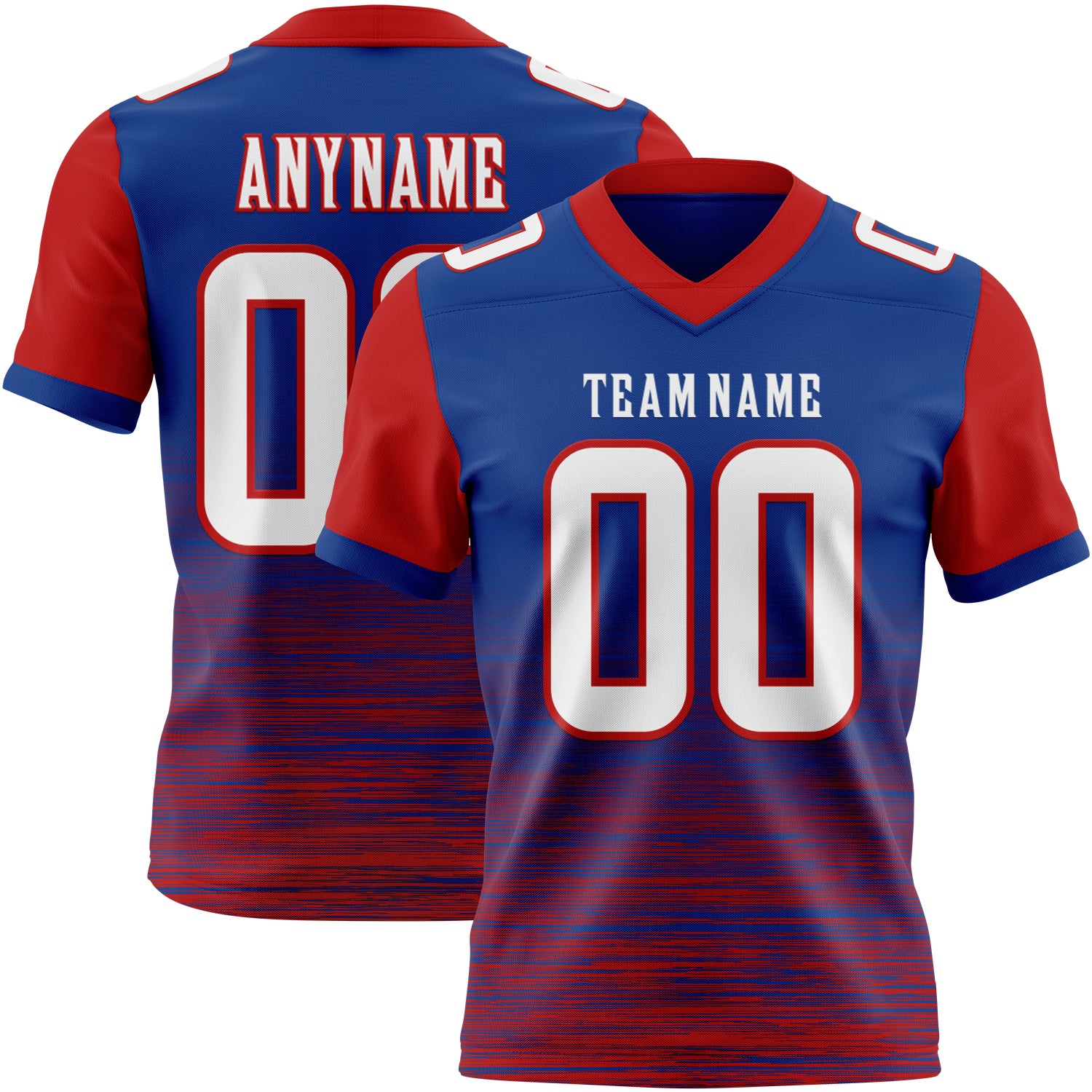 Custom Royal White-Red Authentic Fluid Scratch Waves Football Jersey
