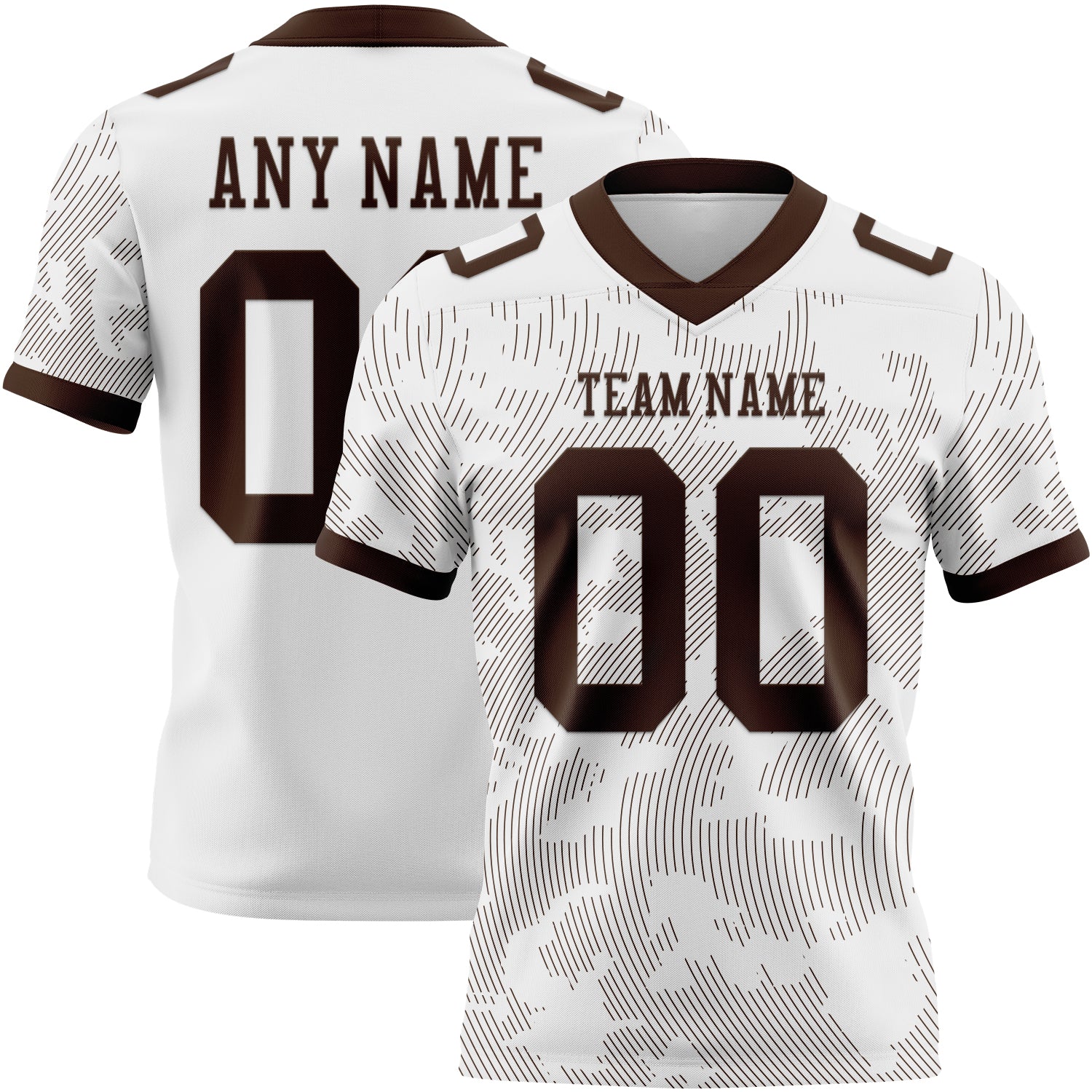 Custom White-Brown Authentic Abstract Fluid Line 3D Pattern 7V7 Flag Football Jersey