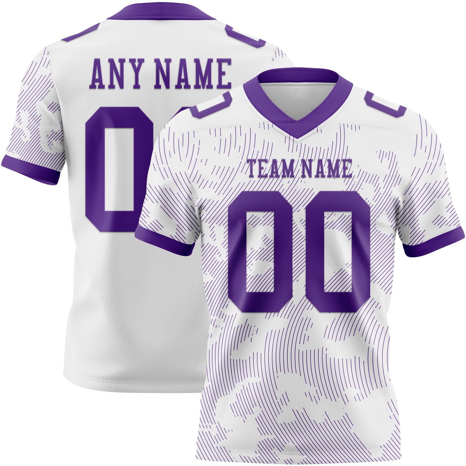 Custom White-Purple Authentic Abstract Fluid Line 3D Pattern 7V7 Flag Football Jersey