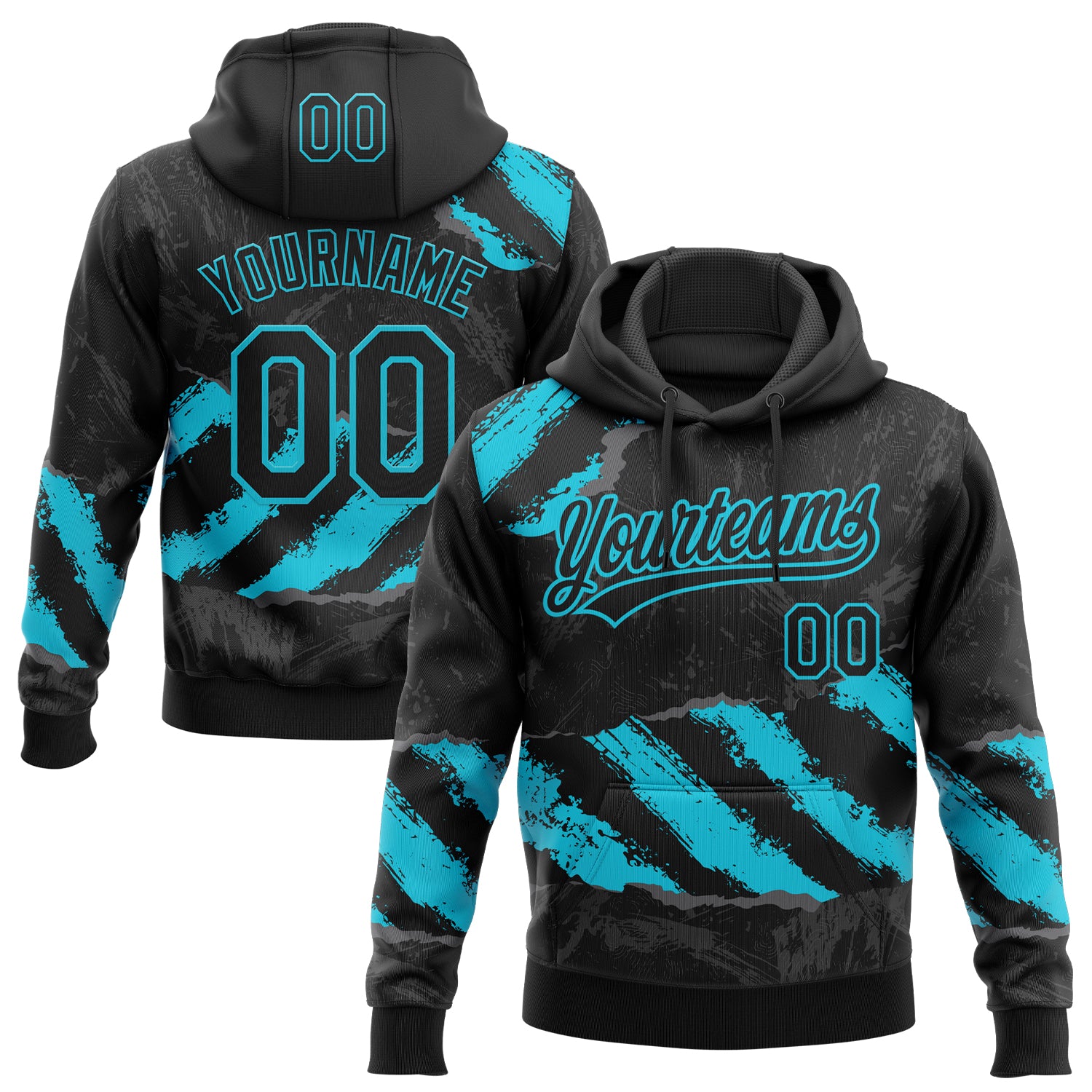 Custom Stitched Black Lakes Blue-Steel Gray 3D Pattern Design Splash Sports Pullover Sweatshirt Hoodie