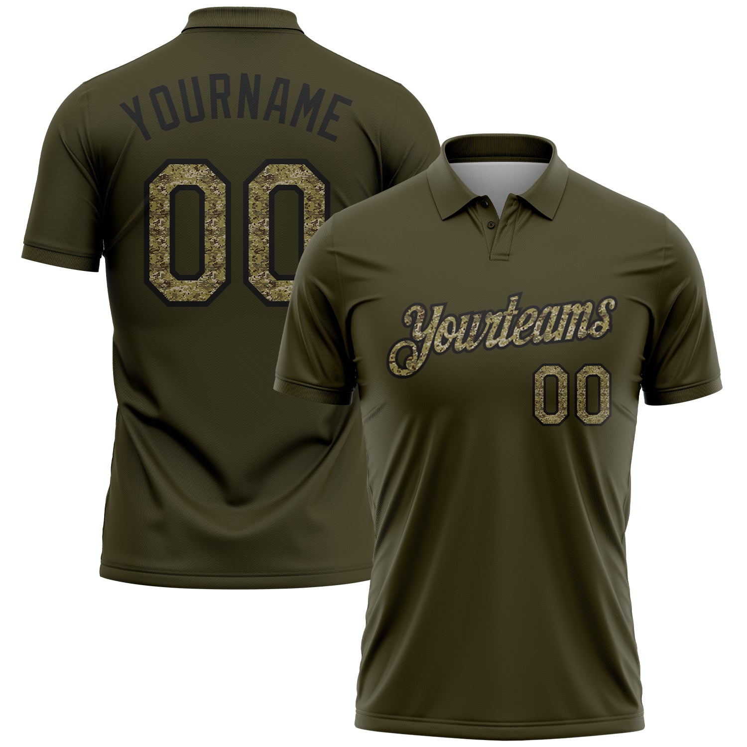 Custom Olive Camo-Black Salute To Service Performance Polo Shirt