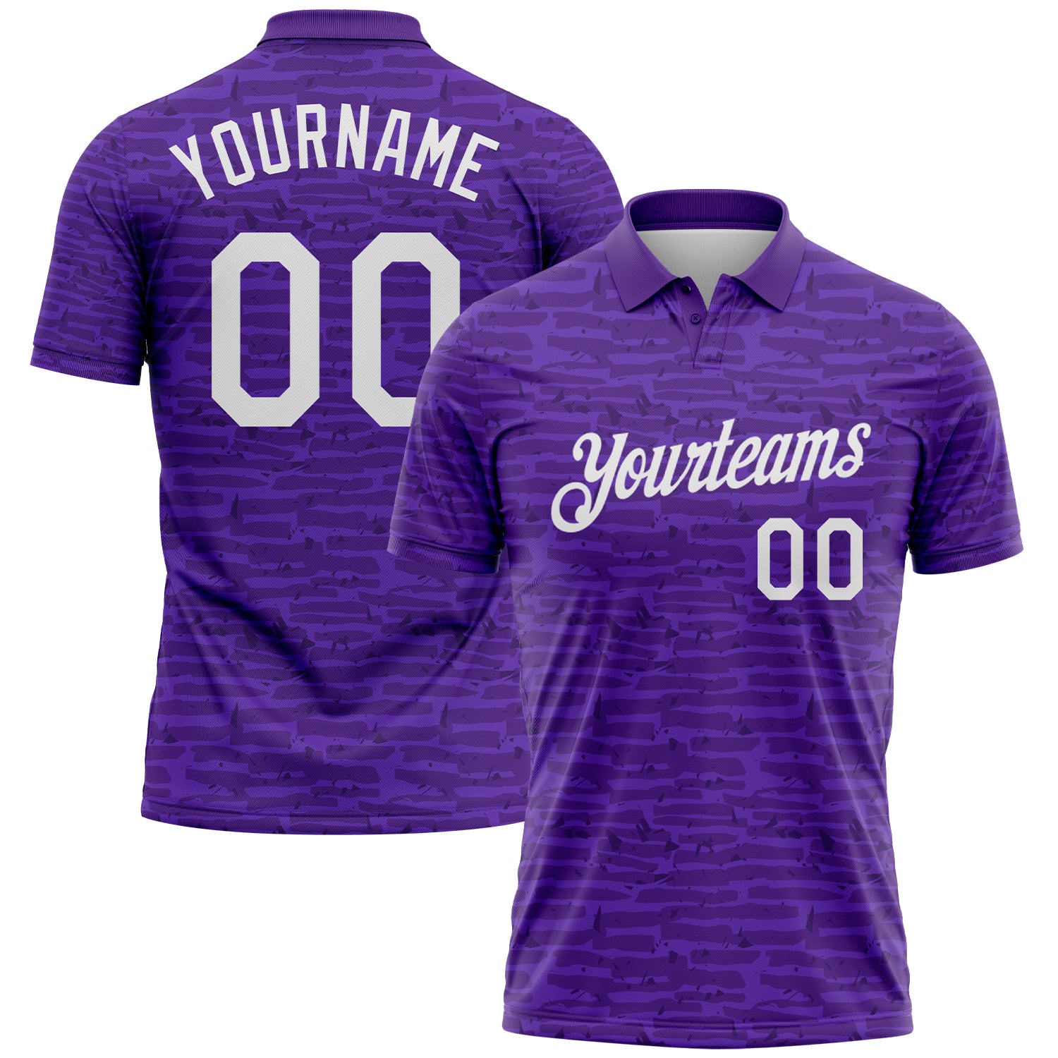 Custom Purple-White Distressed Fragment Brush Stroke Performance Polo Shirt