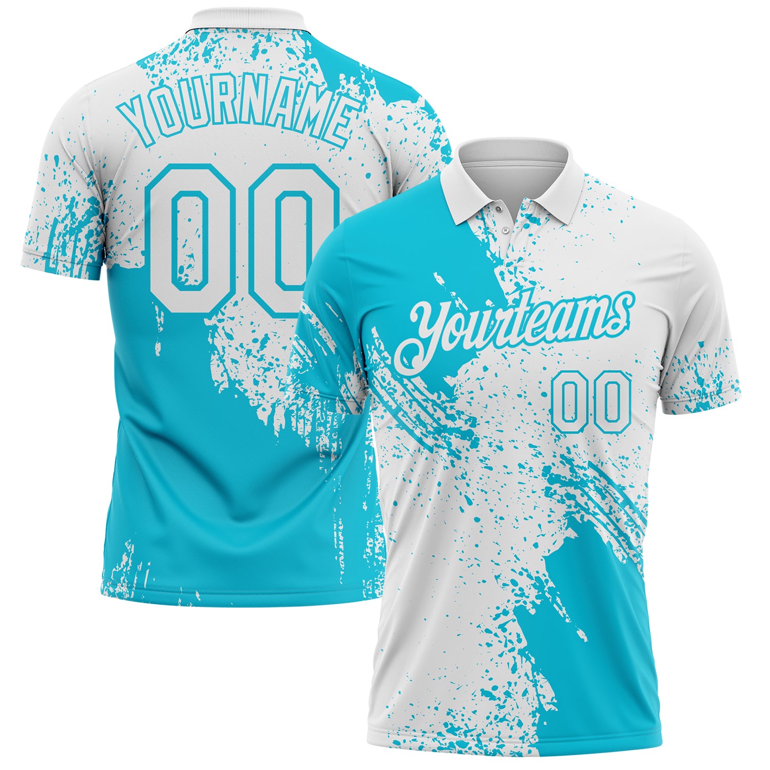 Custom White-Lakes Blue Distressed Scratch Brush Stroke Performance Polo Shirt
