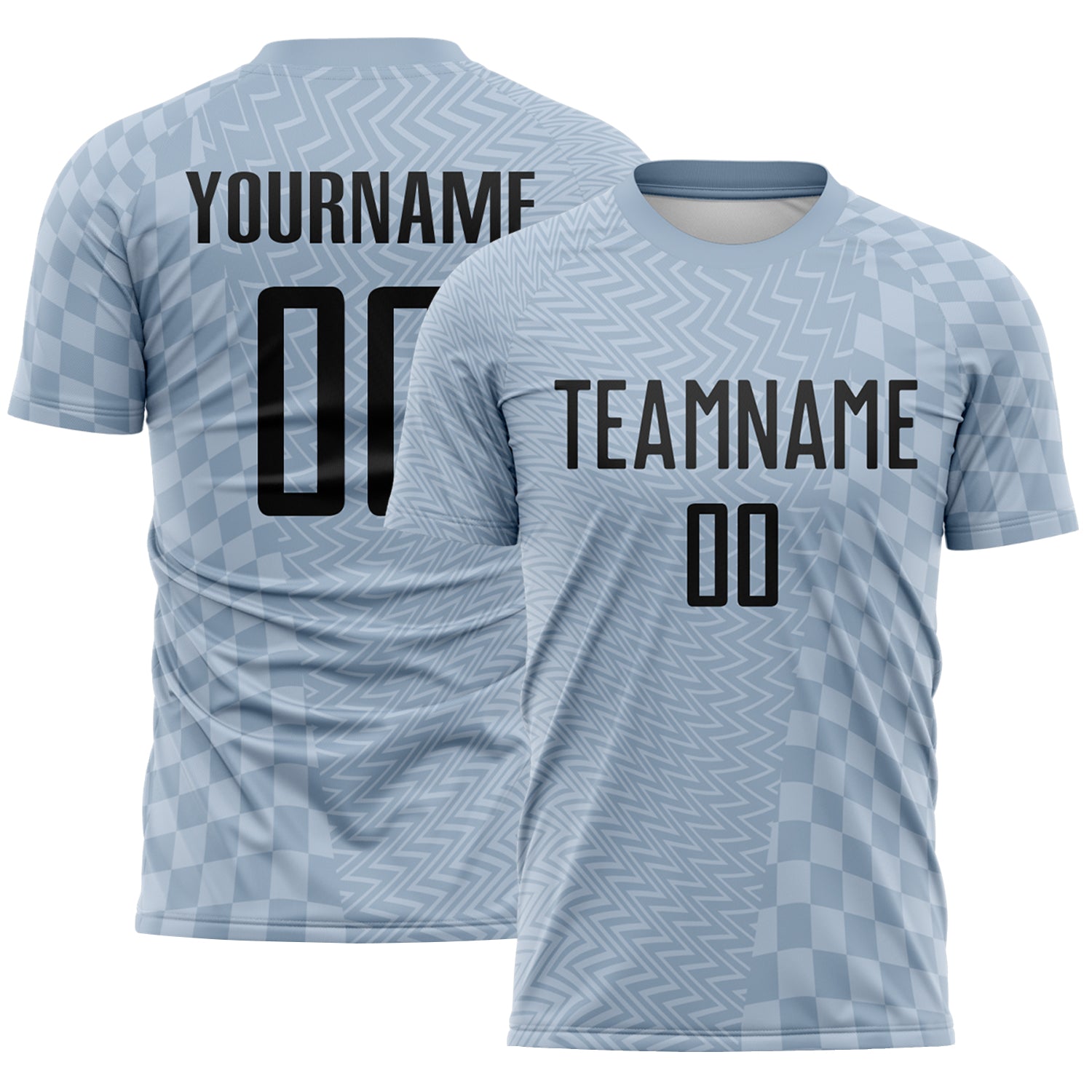 Custom Gray-White Geometric Patchwork Asymmetry Checkered Zigzag Lines Sublimation Soccer Uniform Jersey