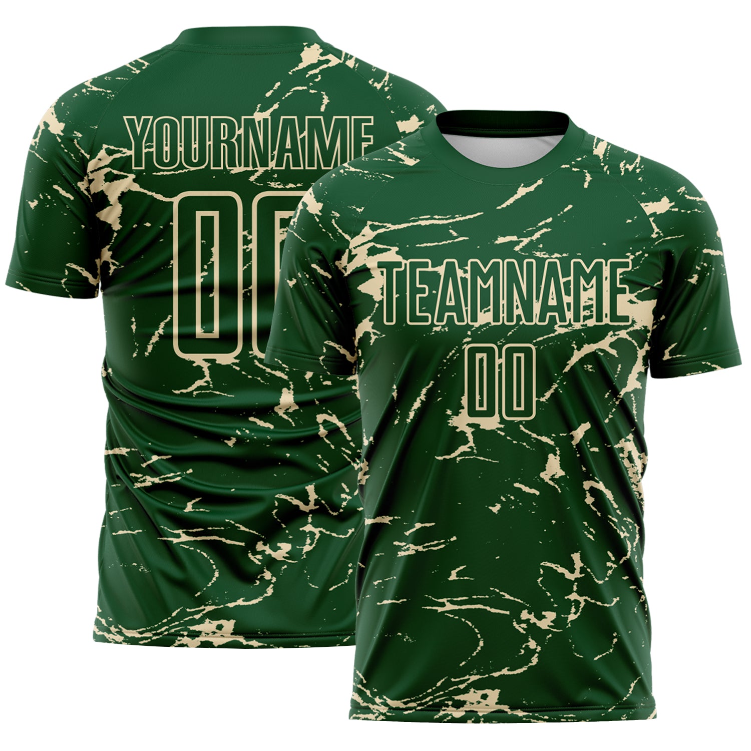 Custom Green-Cream Abstract Fluid Marble Sublimation Soccer Uniform Jersey