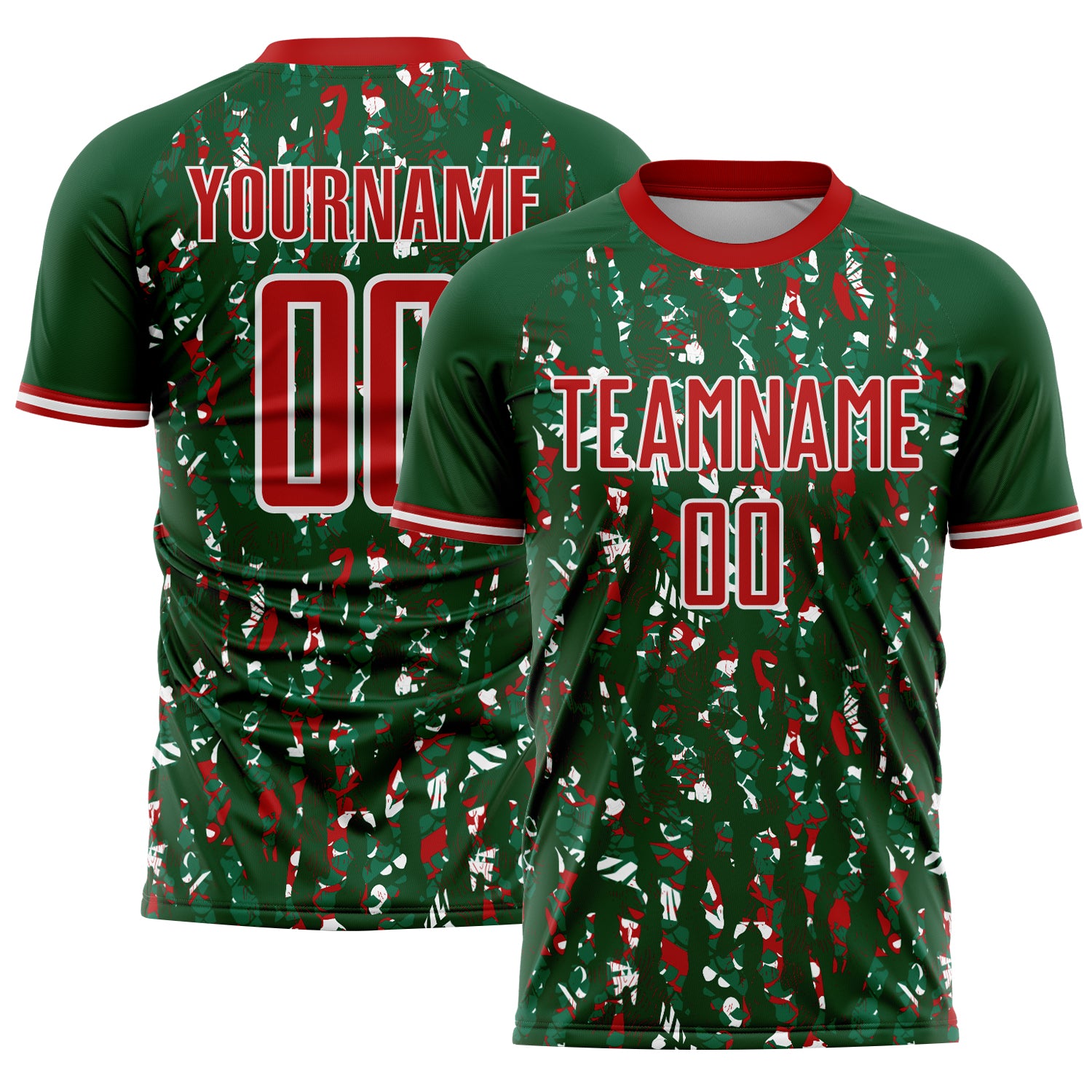 Custom Green Red-White USA Style Patriotic Abstract Mosaic Confetti Sublimation Soccer Uniform Jersey