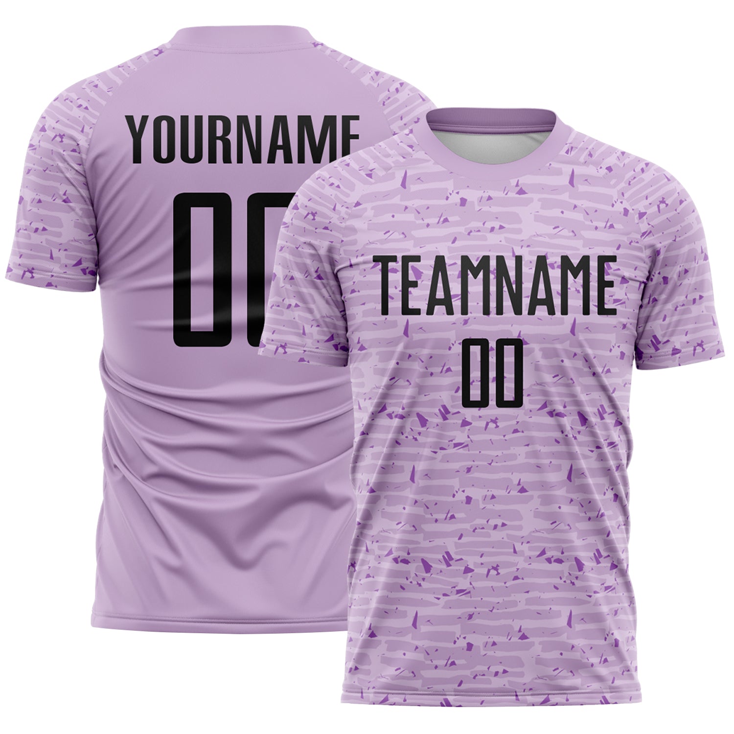 Custom Light Purple-Black Distressed Fragment Brush Stroke Sublimation Soccer Uniform Jersey