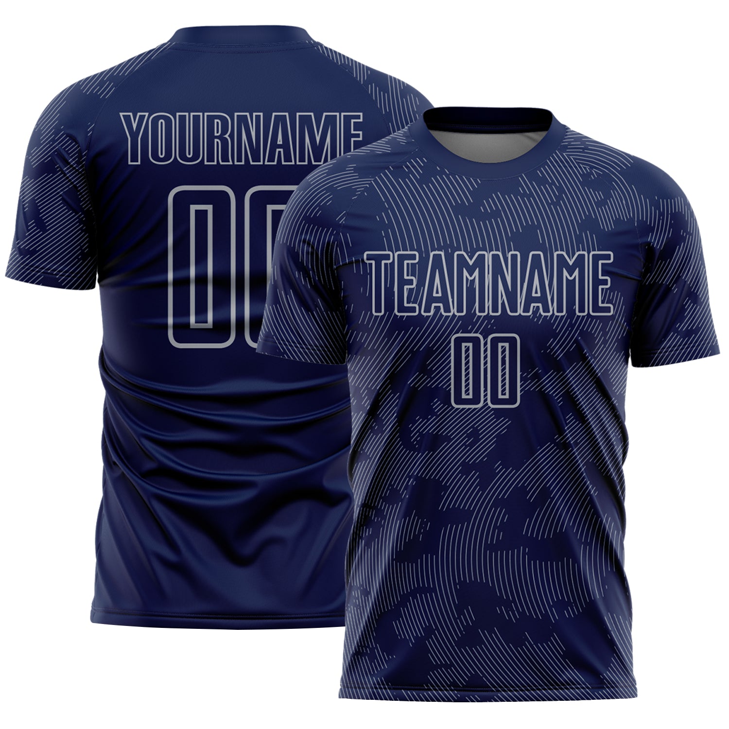Custom Navy-Gray Curve Lines Sublimation Soccer Uniform Jersey