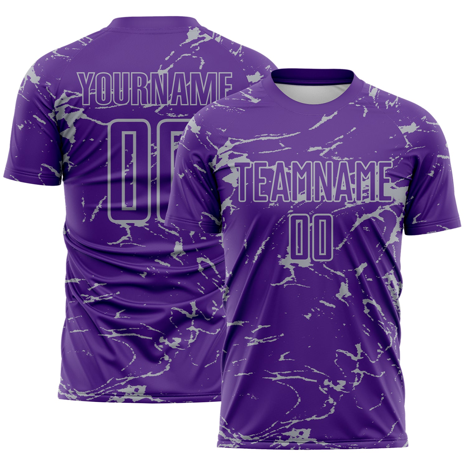Custom Purple-Gray Abstract Fluid Marble Sublimation Soccer Uniform Jersey