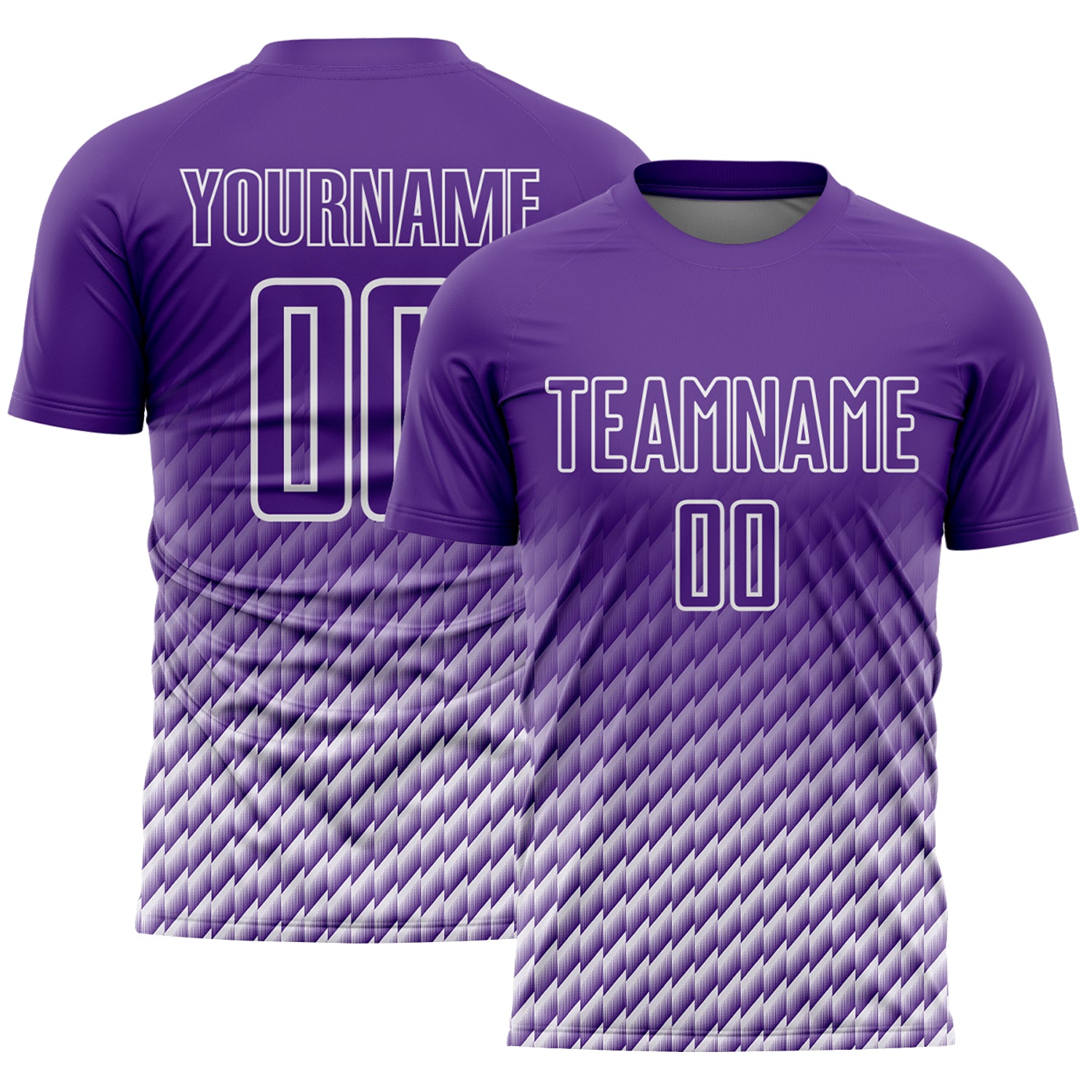 Custom Purple-White Geometric Wave Gradient Sublimation Soccer Uniform Jersey