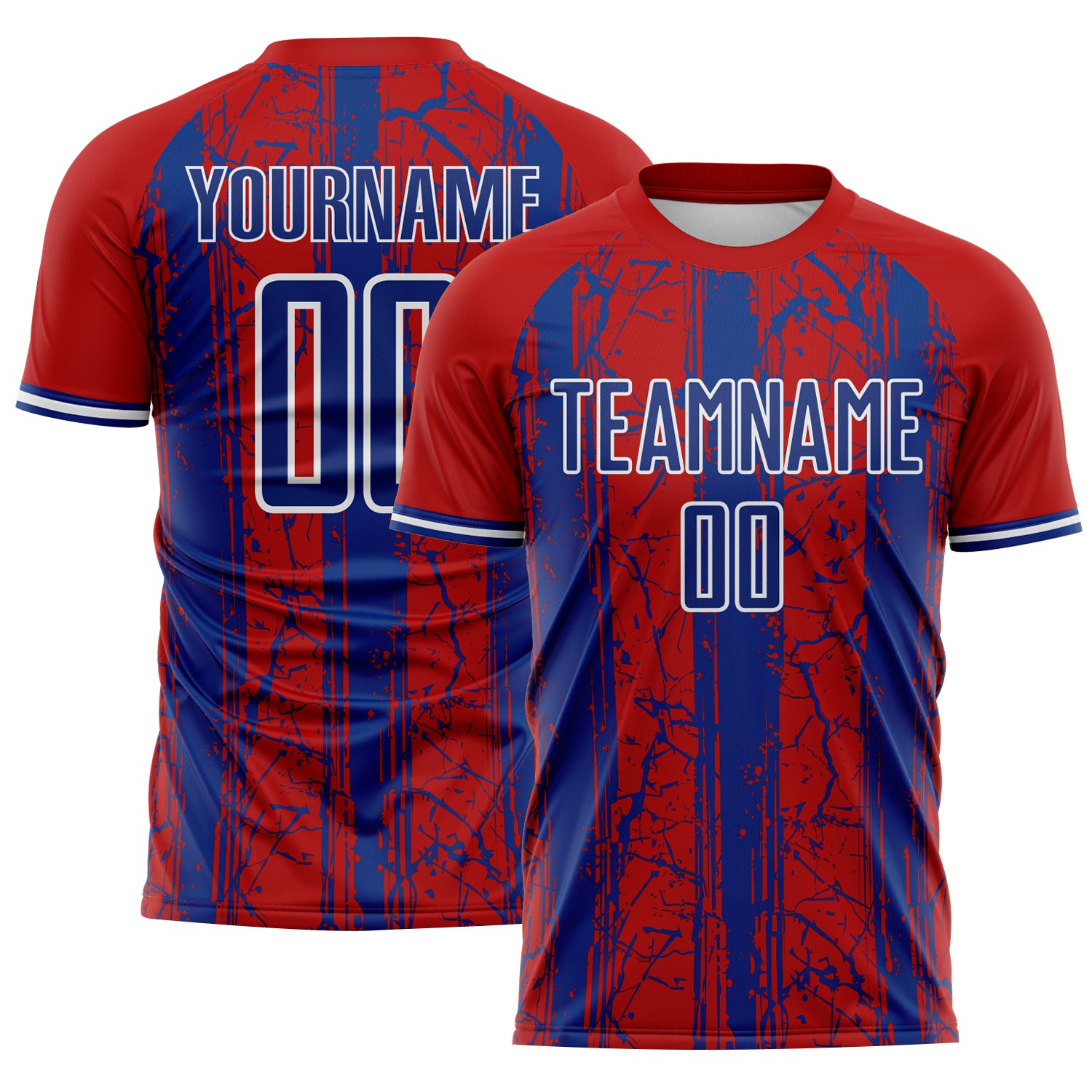 Custom Red Royal-White USA Style Patriotic Cracked Stripe Sublimation Soccer Uniform Jersey