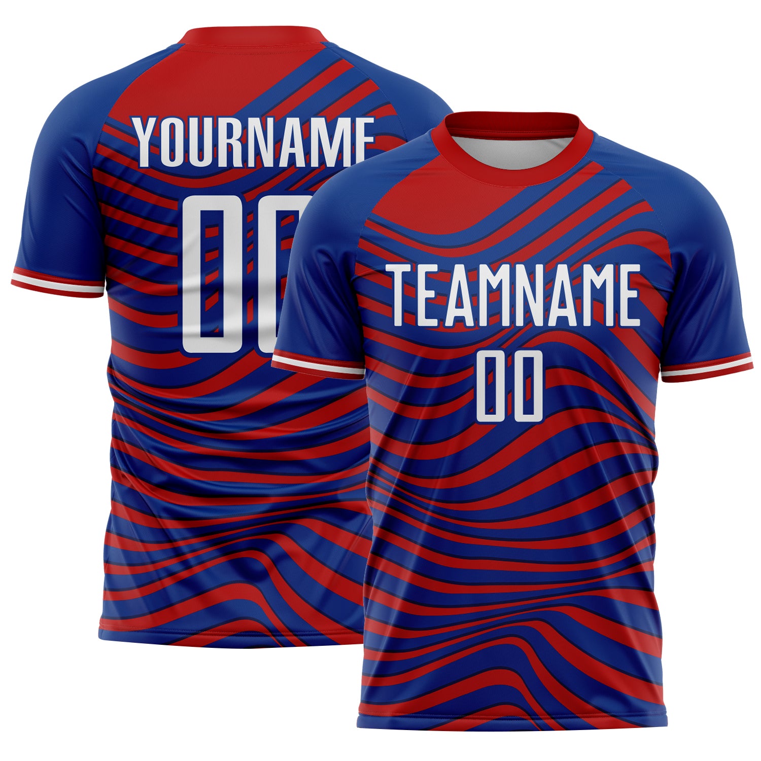 Custom Red White-Royal USA Style Patriotic Wave Sublimation Soccer Uniform Jersey
