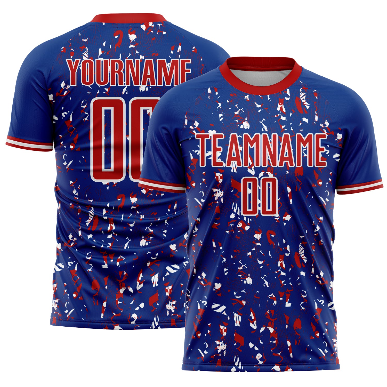 Custom Royal Red-White USA Style Patriotic Abstract Mosaic Confetti Sublimation Soccer Uniform Jersey
