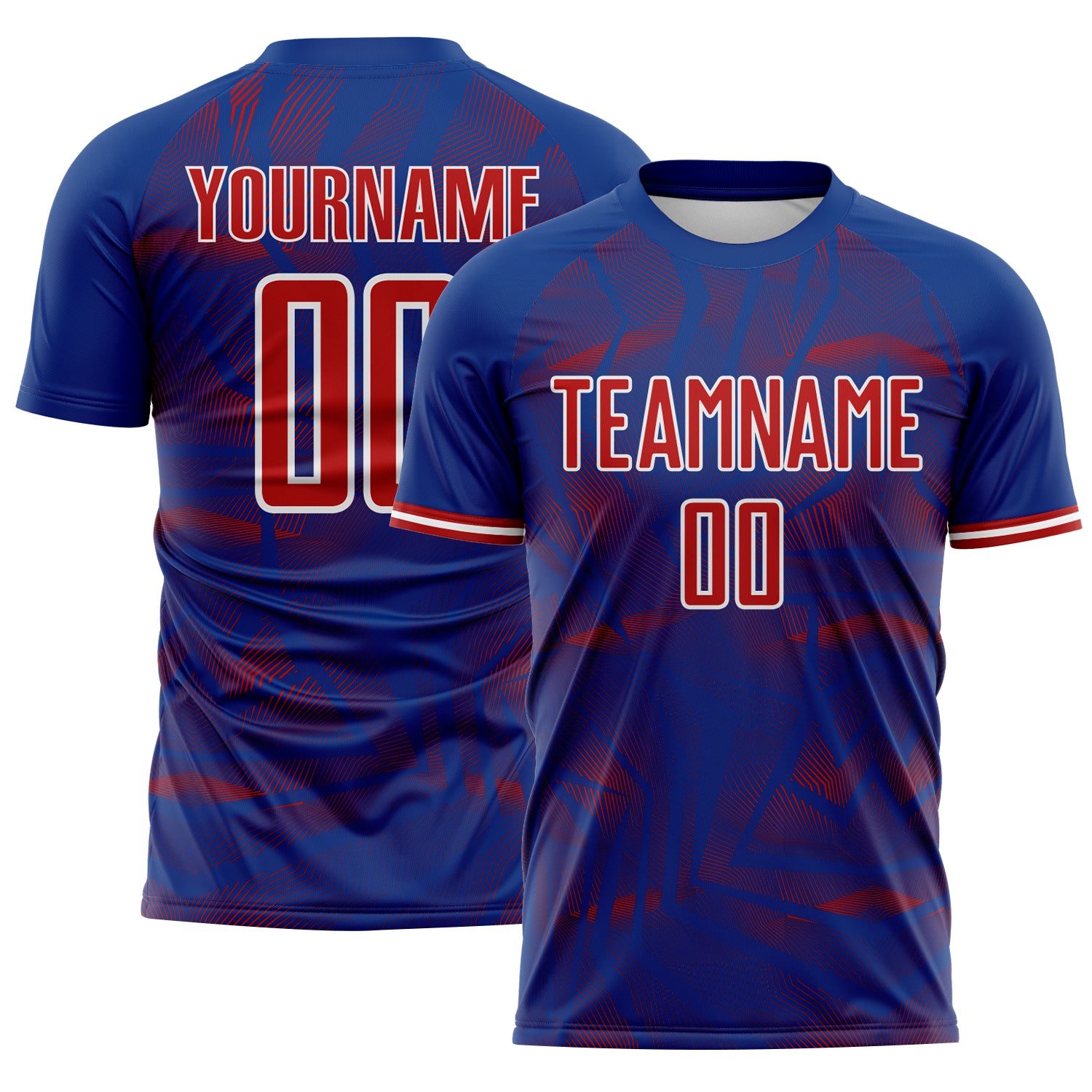 Custom Royal Red-White USA Style Patriotic Geometric Lines Sublimation Soccer Uniform Jersey